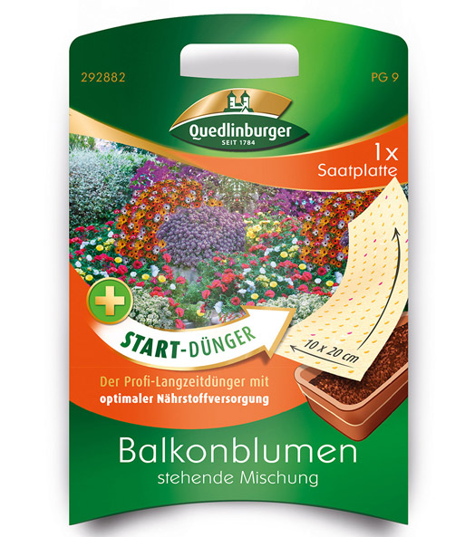 Saatplatte Balkonblume stehende Mischung + Start-Dünger, 10x20 cm