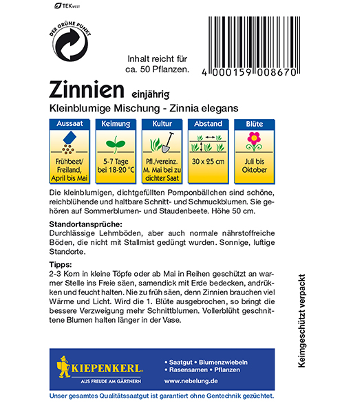 Zinnie 'Kleinblumige Mischung'