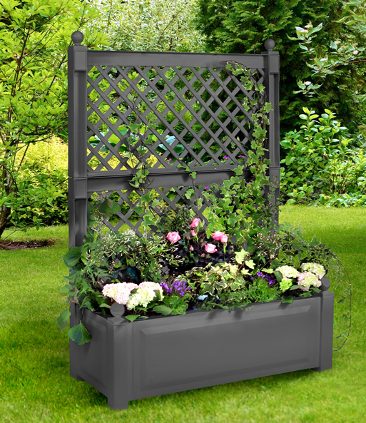 Pflanzkasten groß mit Spalier 100 cm anthrazit BALDURGarten