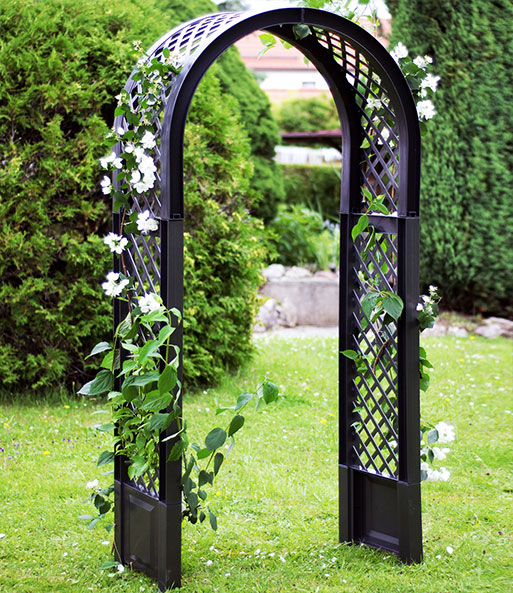 Rosenbogen mit Erdspieß anthrazit 1AQualität BALDURGarten