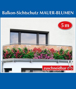 Balkon-Sichtschutz 'Mauer-Blumen'