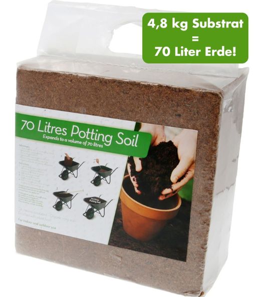 Pflanz-Erde aus Kokos-Faser für 70 Liter Erde