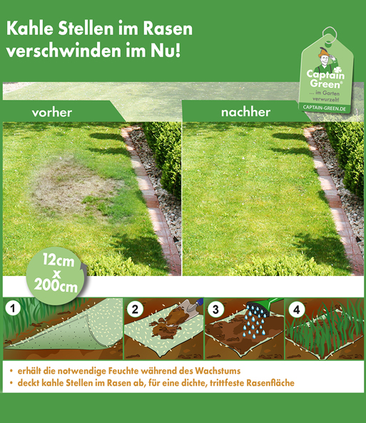 Captain Green® Wunder-Grasmatte mit Saatgut