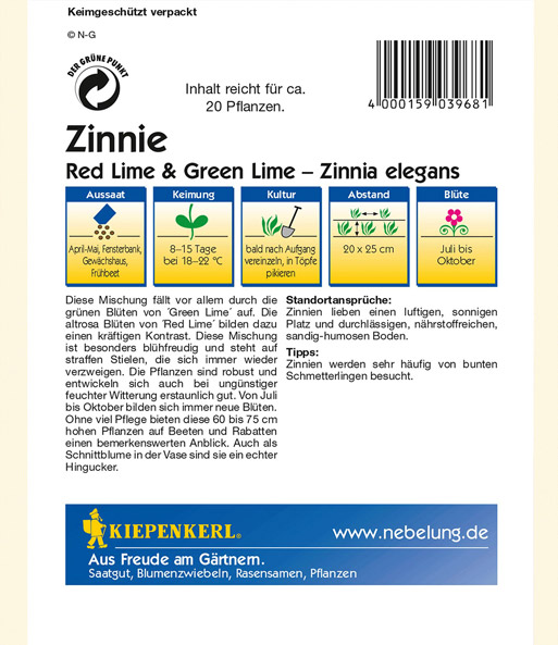 Zinnie 'Red Lime & Green Lime'