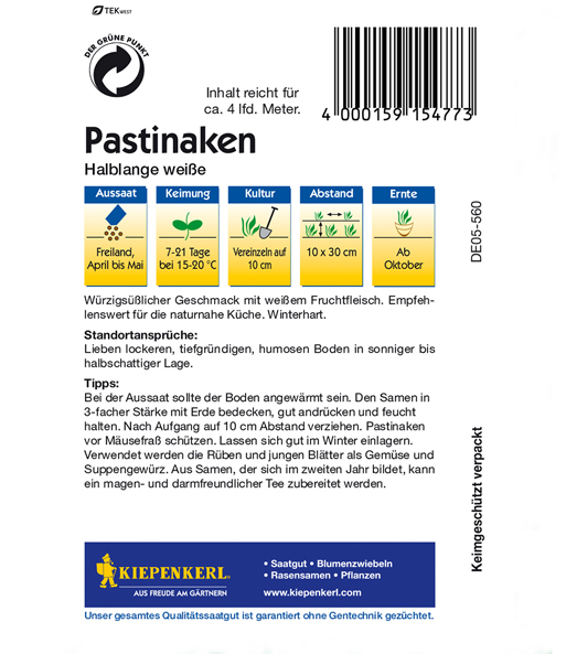 Pastinaken 'Halblange weiße'